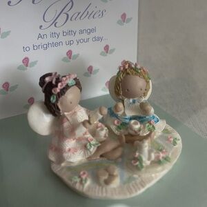 NEW in Box Rosebud Babies Wendy David Abbey Press 1998 Vintage Angel Tea Party